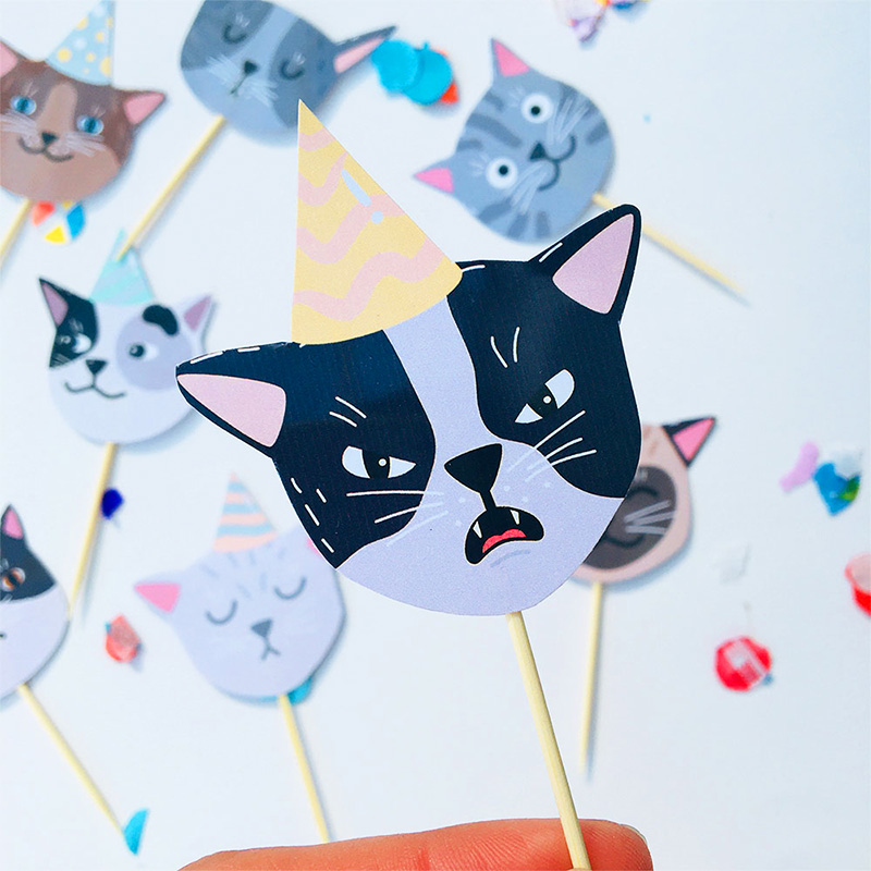 Pack Toppers gatitos con bonetes