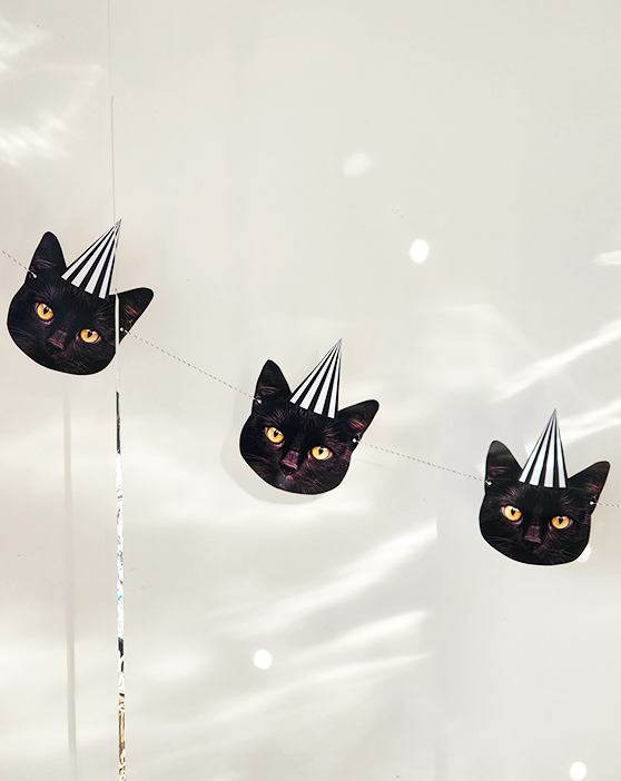 Guirnalda Gatitos Negros con Bonetes