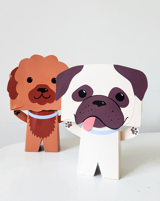 Cajitas para golosinas Caniche y Bulldog x10